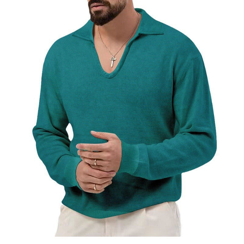 Herren Pullover Eleganter V-Ausschnitt Strukturiert Modern
