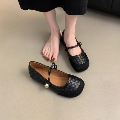 Damen Ballerinas Geflochtene Schuhe mit Schleife Elegante Mode
