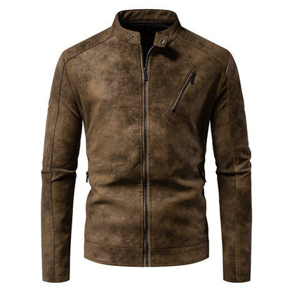 Leder Bikerjacke Herren Modern Schwarz