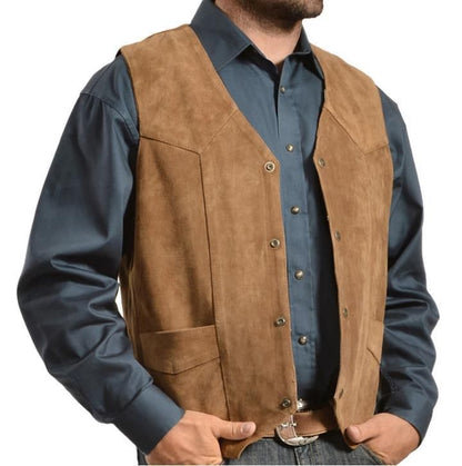 Lederweste Herren Wildleder mit Taschen Rustikal