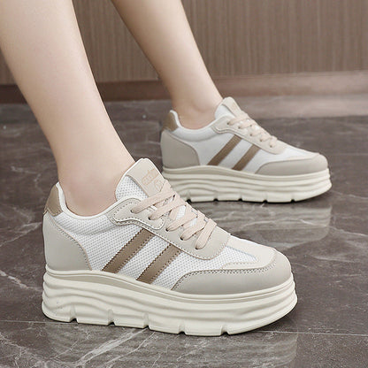 Damen Sneaker Plateau Sportschuhe atmungsaktiv Laufsohle
