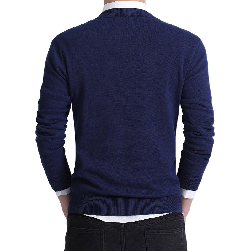 Herren Pullover Weich Baumwolle V-Ausschnitt Modern