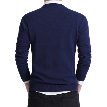 Herren Pullover Weich Baumwolle V-Ausschnitt Modern