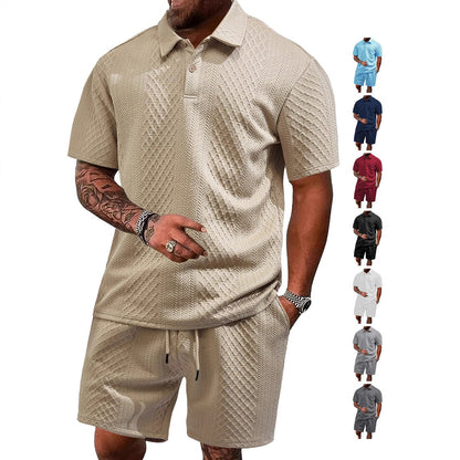 Herren Kurzarm-Set Modern Elastisch Strukturiert