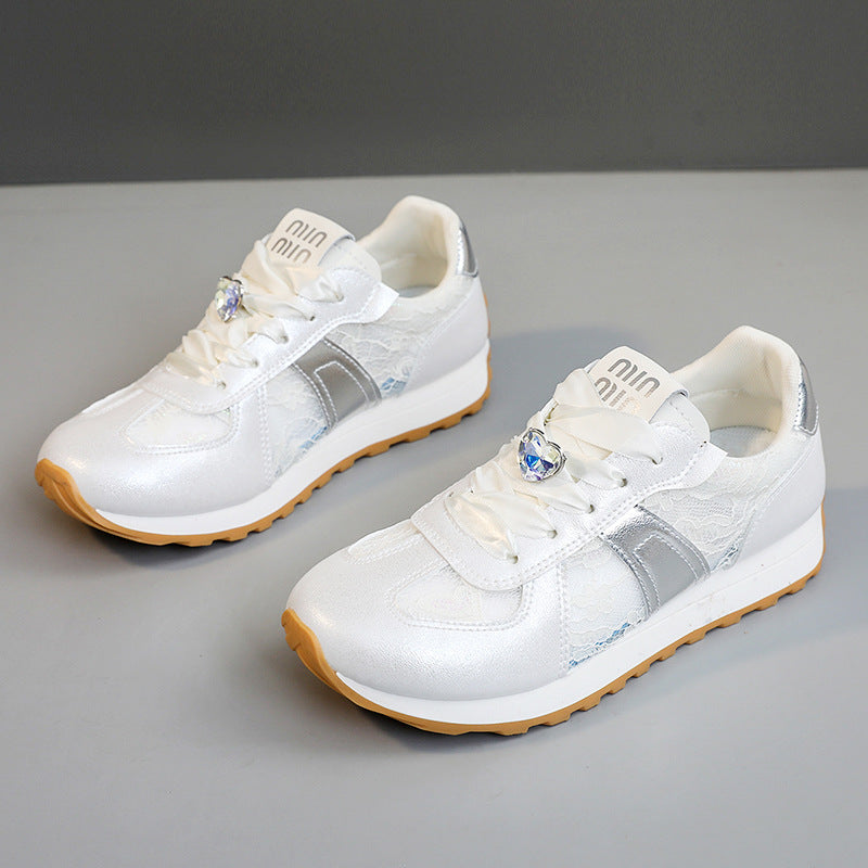 Damen Sneaker Sportlich Atmungsaktiv Glitzernde Kristalle