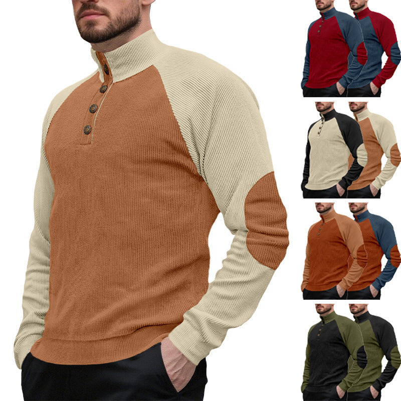 Herren Strickpullover Modern Stehkragen Knopfleiste - BerlinGlamour