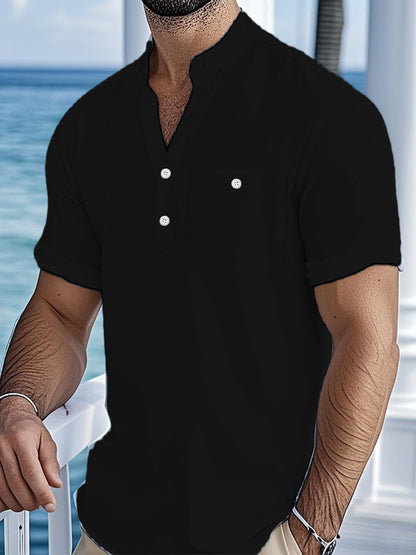 Herren Kurzarm Hemd Knopfverschluss Freizeit Moderne Style