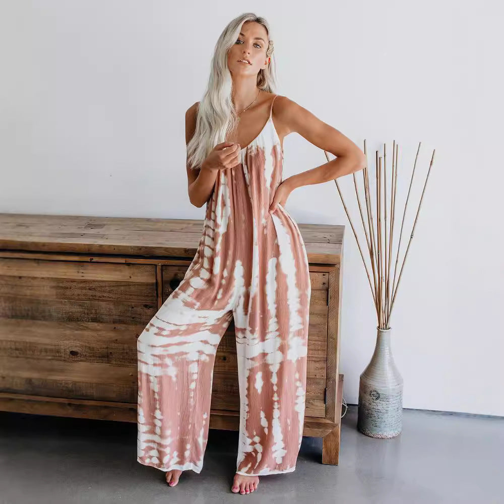 Damen Maxijumpsuit Leicht Tie-Dye Sommer