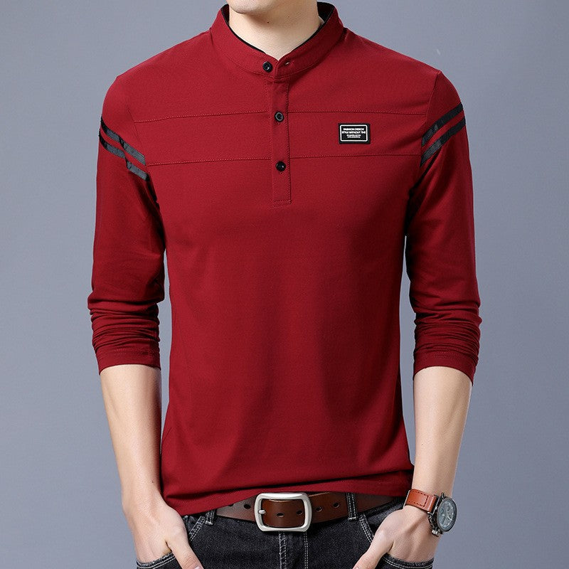 Herren Langarmshirt Mit Kontraststreifen Modern Trendig