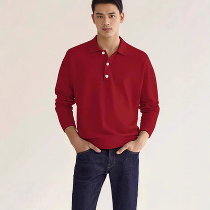Herren Polo Sweatshirt Lässig Mit Knöpfen Modern