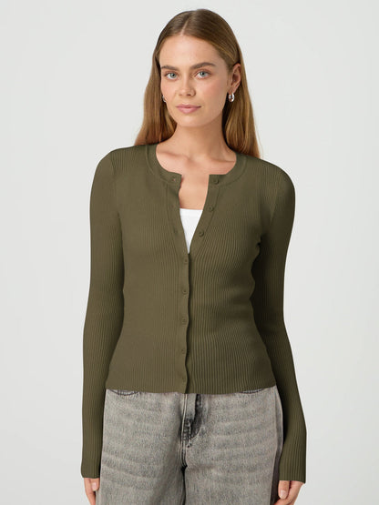Damen Strickjacke Figurbetont Langärmlig Knöpfe