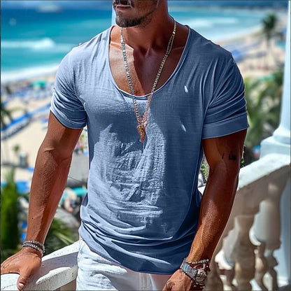 Herren T-Shirt V-Ausschnitt Leicht Atmungsaktiv