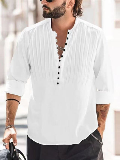 Herren Hemd Plissee Elegantes Button Down Design