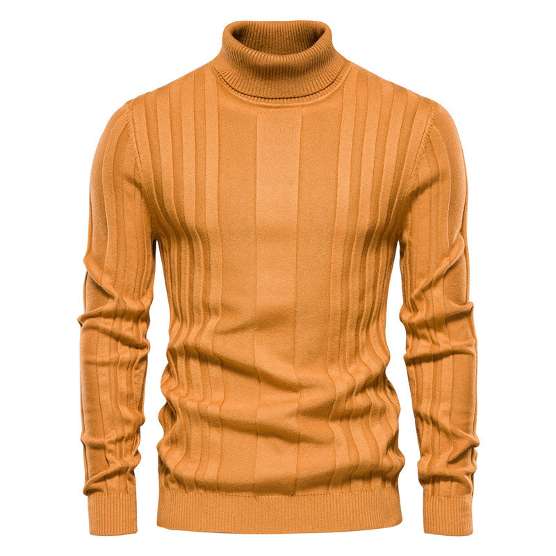 Herren Strickpullover Hochgeschlossen Elegante Rippstruktur