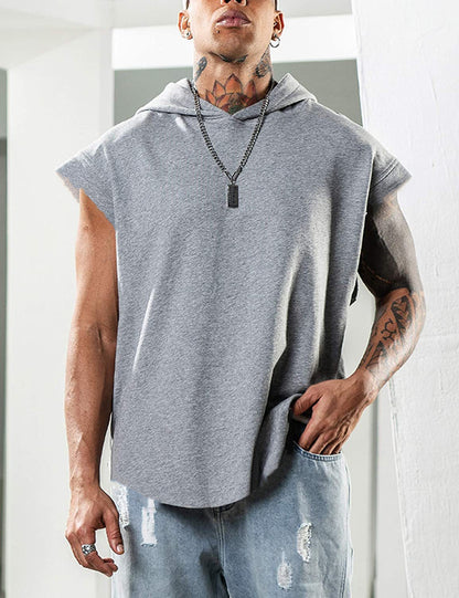 Herren Kapuzenshirt Ärmellos Modern Baumwolle