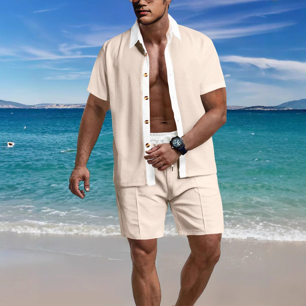 Herren Kurzarmhemd und Shorts-Set Atmungsaktiv Modern