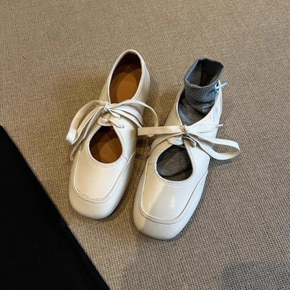 Damen Ballettschuhe Elastisch Knöchelschutz Schleifenverschluss Elegante Mode