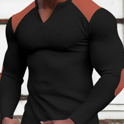 Herren Langarmshirt Strukturiert Kontrastdetails Modern