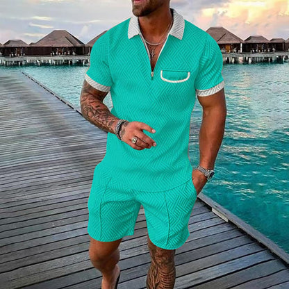 Herren Poloshirt und Shorts Set Sommer Casual