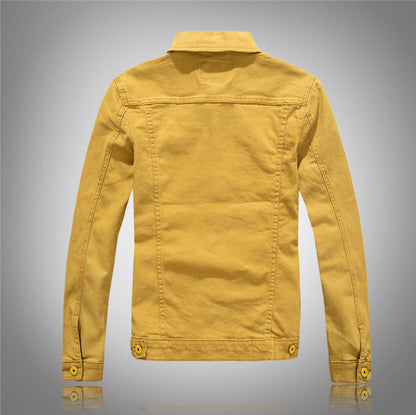 Herren Denimjacke Modern Stehkragen Taschen Elegant