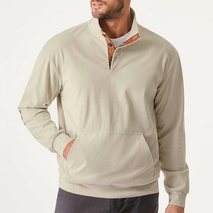 Herren Sweatpullover Stehkragen Kängurutasche Sportlich Modern