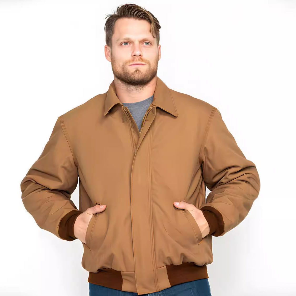 Herren Winterjacke Warm Doppelreißverschluss Modern