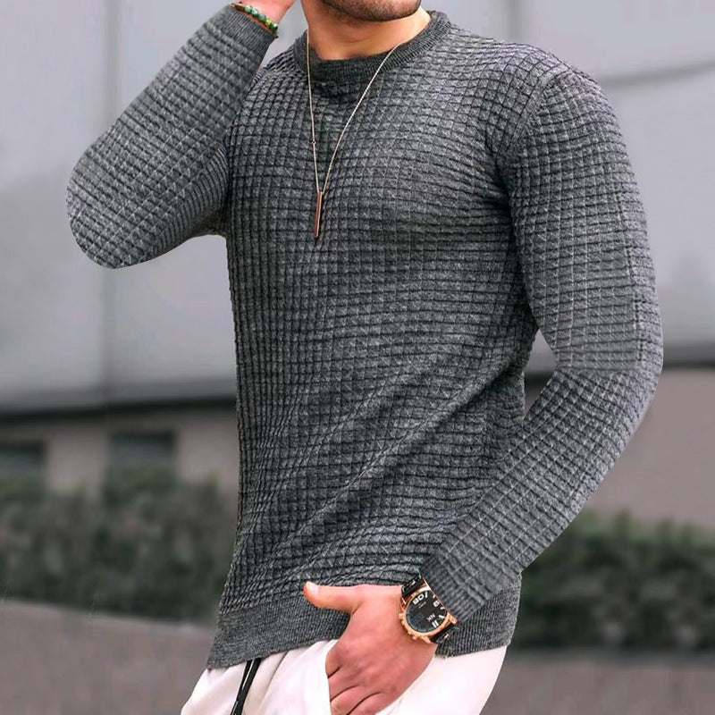 Herren Langarmshirt Rundhals Modern Strukturiert