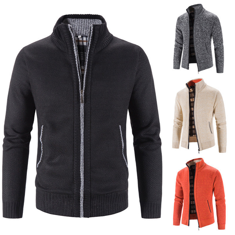 Herren Strickjacke Stehkragen Strukturiert Modern - BerlinGlamour