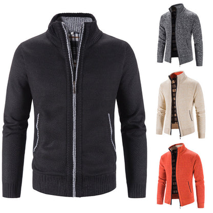 Herren Strickjacke Stehkragen Strukturiert Modern - BerlinGlamour