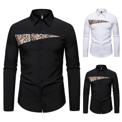 Herren Langarmhemd Paisley Muster Elegant Modern