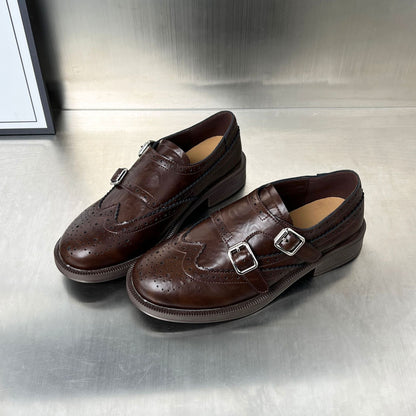 Damen Schnürschuhe Elegante mit Doppelschnalle Modisch