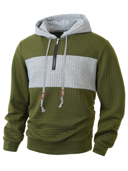 Herren Hoodie Strukturiert 1/4 Reißverschluss Modern