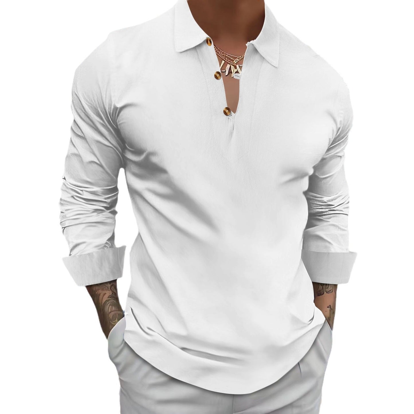 Herren Hemd Halblangarm V-Ausschnitt Modern Berlin Style