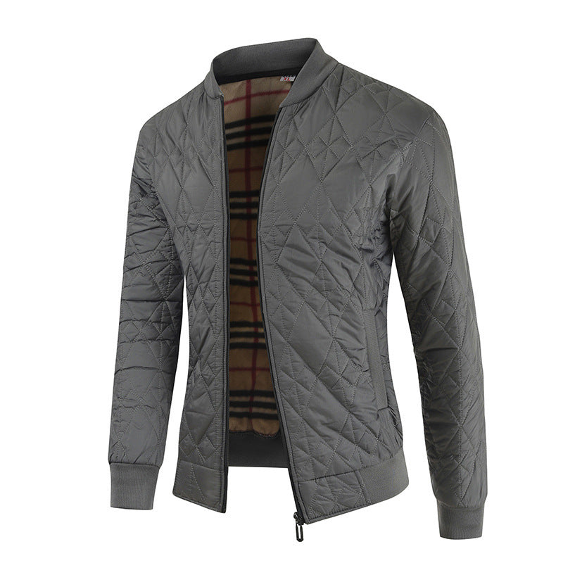 Herren Bomberjacke Warm Wattierte Karomuster Jacke Modern