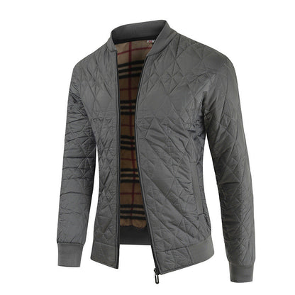 Herren Bomberjacke Warm Wattierte Karomuster Jacke Modern