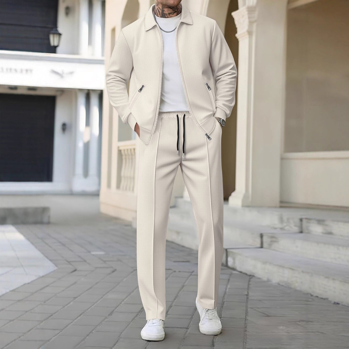Herren Freizeitanzug-Set Sportlich Modern mit Strukturdesign