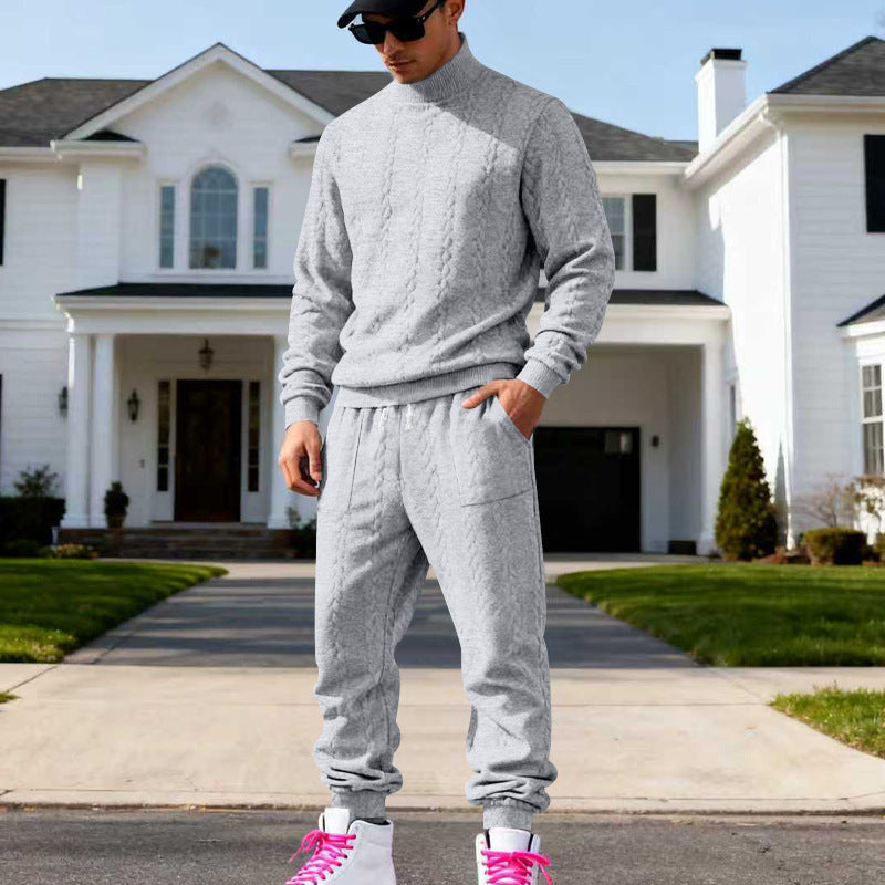 Herren Strickpullover Rollkragen Bequem mit Sweatpants Sportlich