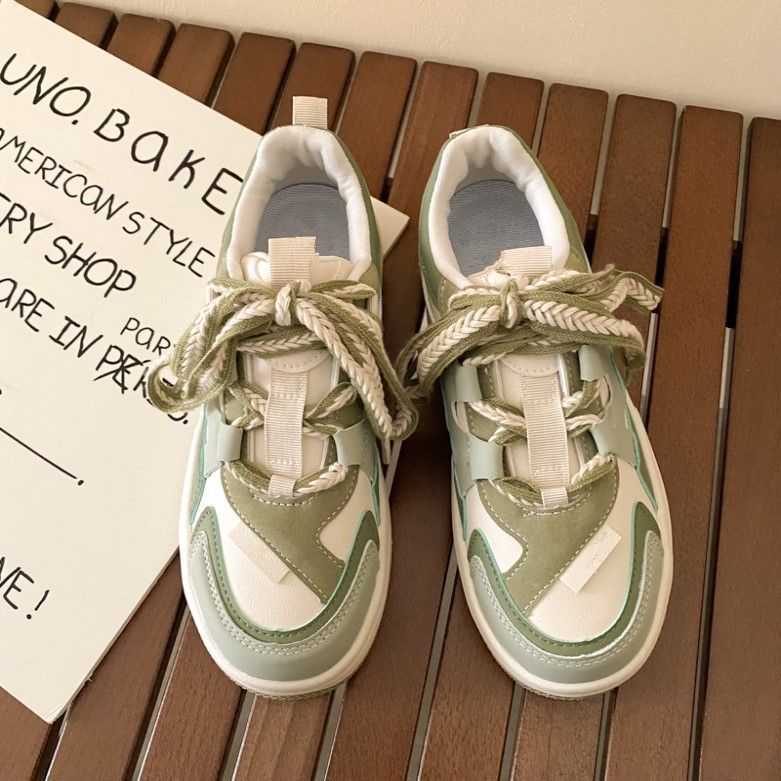 Damen Sneaker Dicksohlige Modische Sneaker mit Dekorativen Schnüren