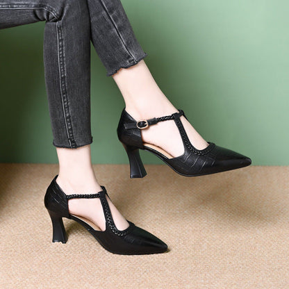 Damen Pumps High Heel mit Riemen Design Elegant Schuhe