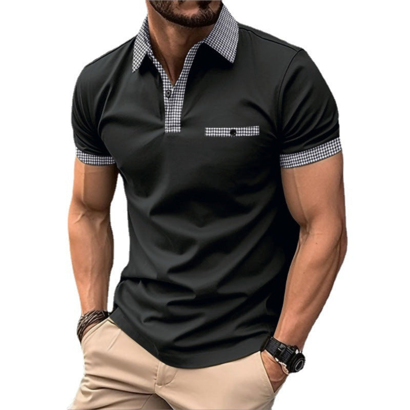 Herren Polohemd Modern Karo Muster Slim Fit