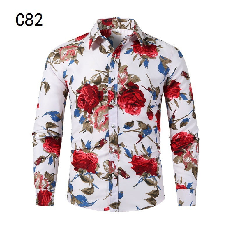 Herren Hemd Langarm Modern Floral Style