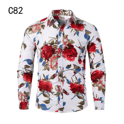 Herren Hemd Langarm Modern Floral Style