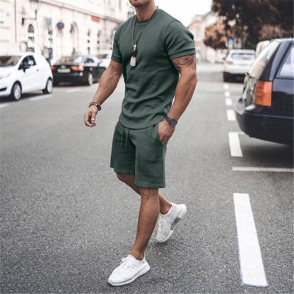 Herren Kurzarm Set Sportlich Elastisch Mit Taschen