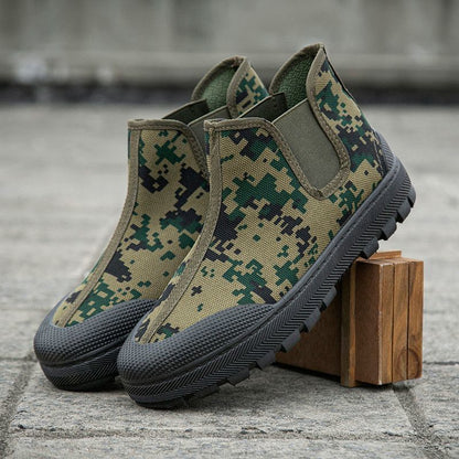 Damen Stiefeletten Camouflage Robust Bequem