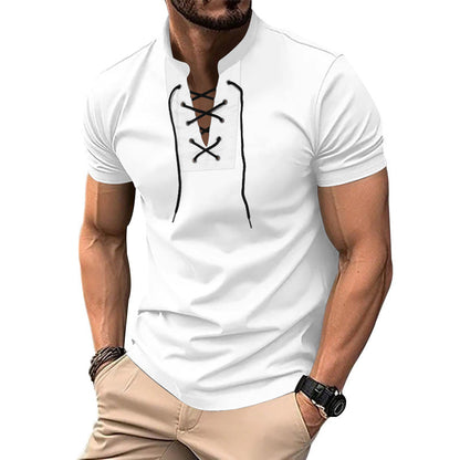 Herren Poloshirt Lässig Mit Schnürung Modern Style