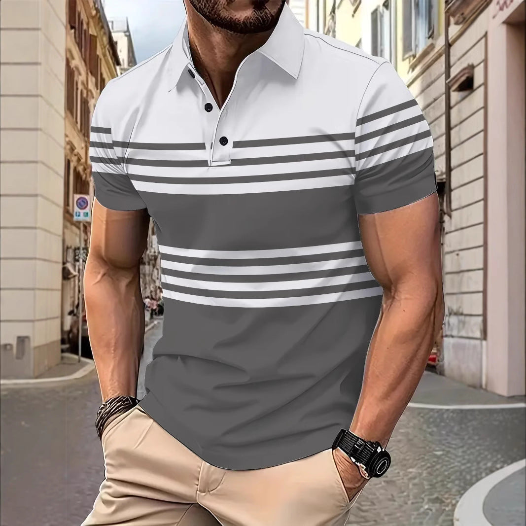 Herren Poloshirt Streifen Hochwertig Modern