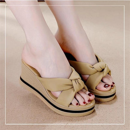 Damen Plateau-Sandalen Elegante Sommer Schuhe Knoten-Design