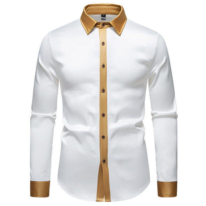 Herren Langarmhemd Modern Satiniert Kragen Eleganz