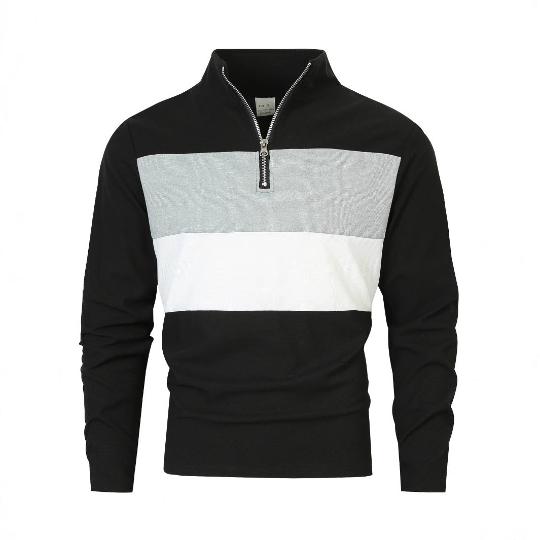 Herren Pullover Reißverschluss Farbblock Modern