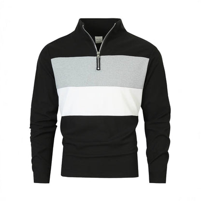 Herren Pullover Reißverschluss Farbblock Modern